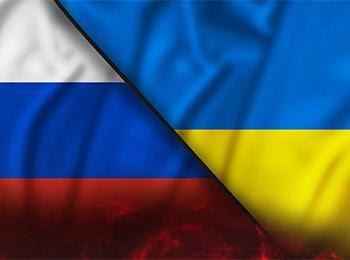 Ukraine and Russian Flag